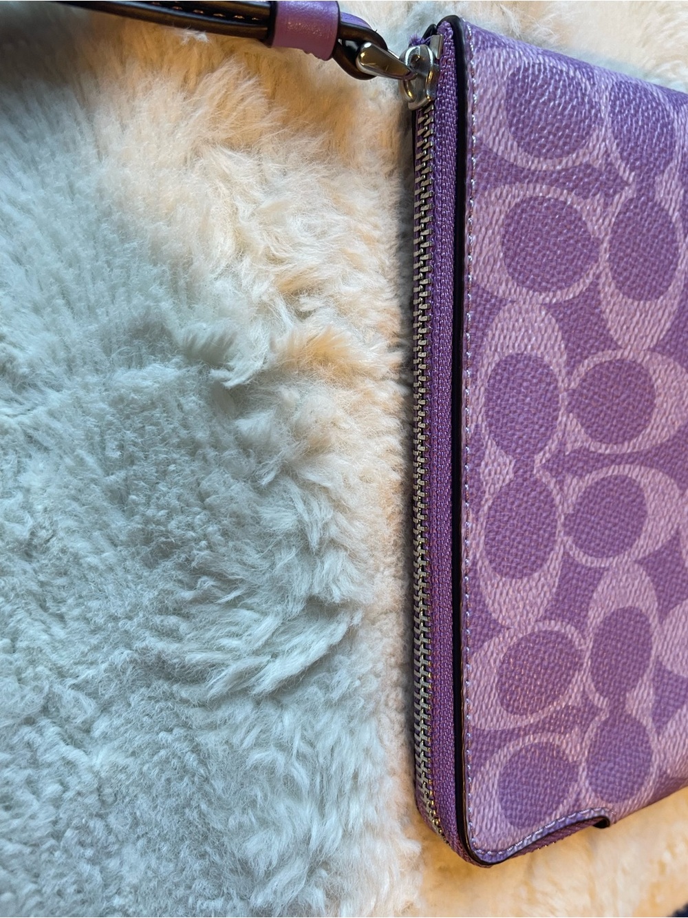 Coach Lavender Signature Canvas Wristlet - Picture 5 of 8
